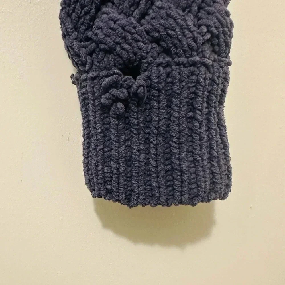 Kendall & Kylie Blue Cowl Turtleneck Sweater with Cable Knit Design - Picture 7 of 10
